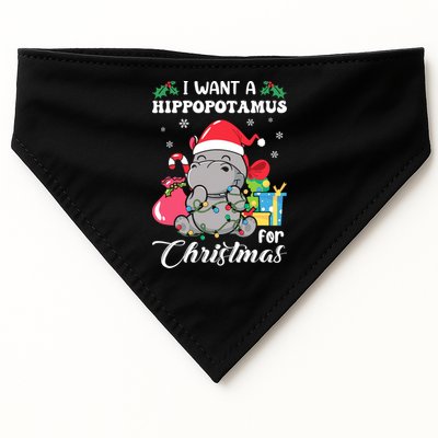 I Want A Hippopotamus For Christmas Hippo Christmas Pajamas USA-Made Doggie Bandana