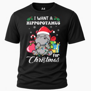 I Want A Hippopotamus For Christmas Hippo Christmas Pajamas Cooling Performance Crew T-Shirt