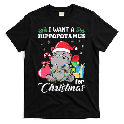 I Want A Hippopotamus For Christmas Hippo Christmas Pajamas T-Shirt