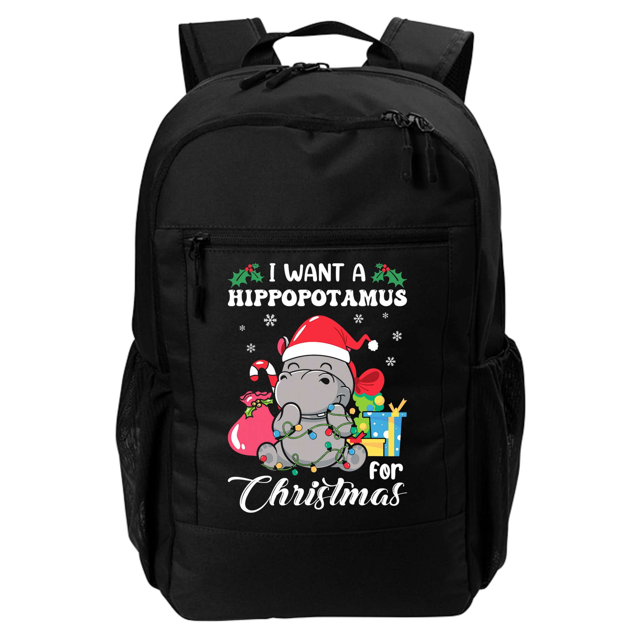 I Want A Hippopotamus For Christmas Hippo Christmas Pajamas Backpack