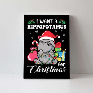 I Want A Hippopotamus For Christmas Hippo Christmas Pajamas Canvas