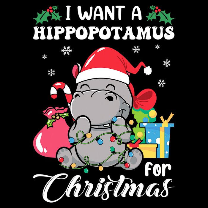I Want A Hippopotamus For Christmas Hippo Christmas Pajamas Flat Bill Trucker Hat