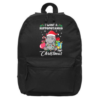 I Want A Hippopotamus For Christmas Hippo Christmas Pajamas 16 in Basic Backpack