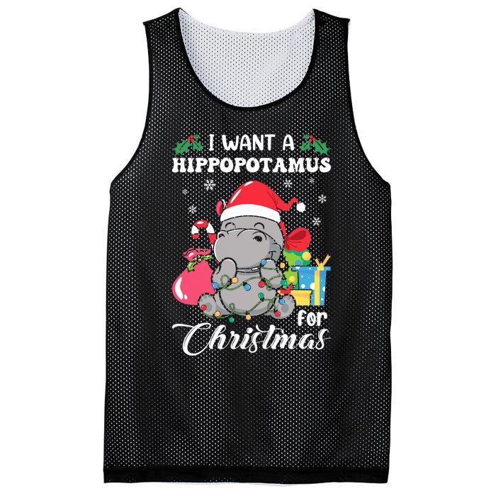 I Want A Hippopotamus For Christmas Hippo Christmas Pajamas Mesh Reversible Basketball Jersey Tank