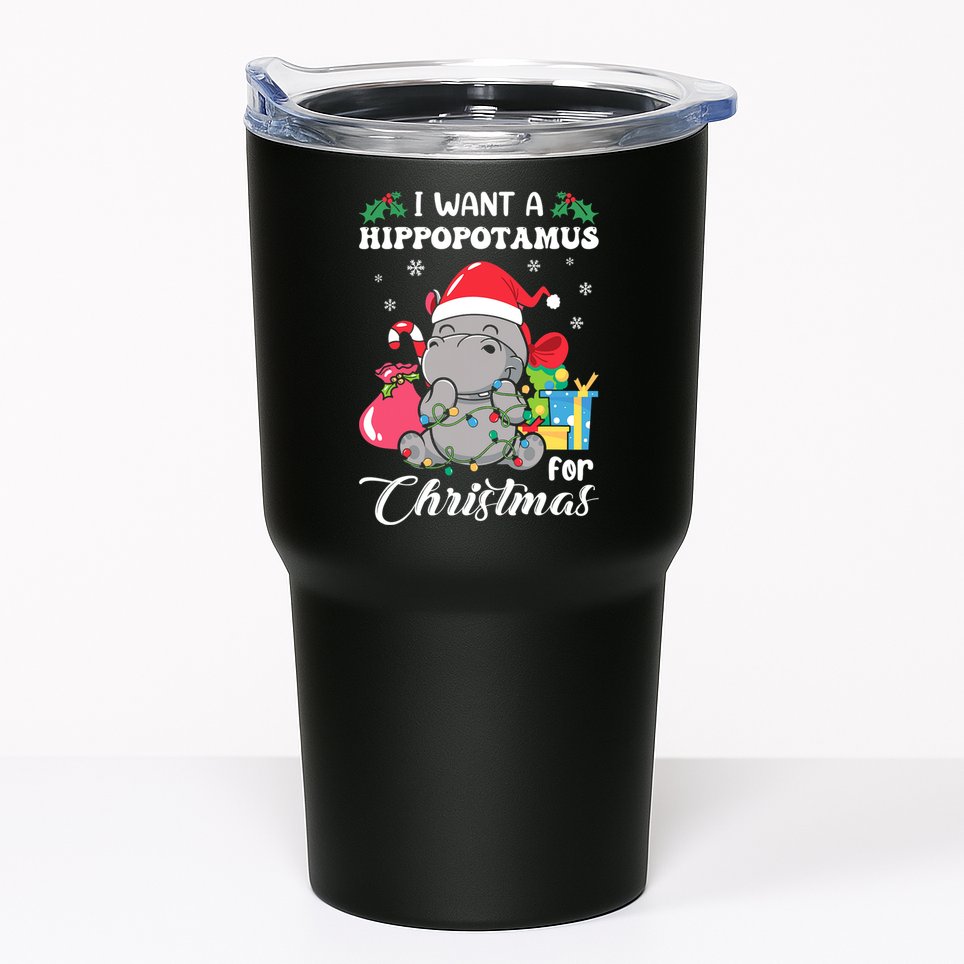 I Want A Hippopotamus For Christmas Hippo Christmas Pajamas Tumbler