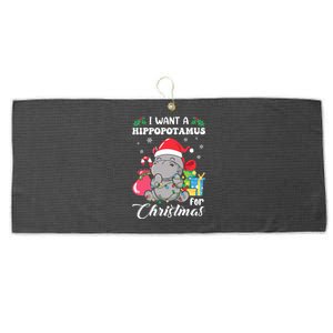 I Want A Hippopotamus For Christmas Hippo Christmas Pajamas Large Microfiber Waffle Golf Towel