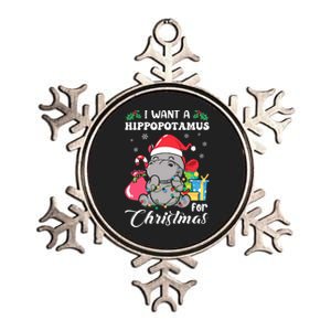 I Want A Hippopotamus For Christmas Hippo Christmas Pajamas Metallic Star Ornament