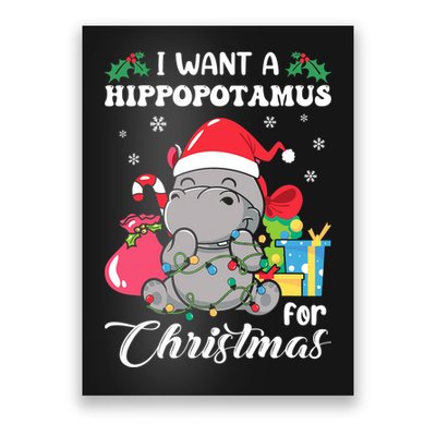 I Want A Hippopotamus For Christmas Hippo Christmas Pajamas Poster