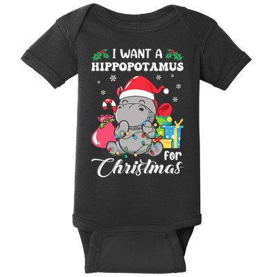 I Want A Hippopotamus For Christmas Hippo Christmas Pajamas Baby Bodysuit