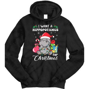 I Want A Hippopotamus For Christmas Hippo Christmas Pajamas Tie Dye Hoodie