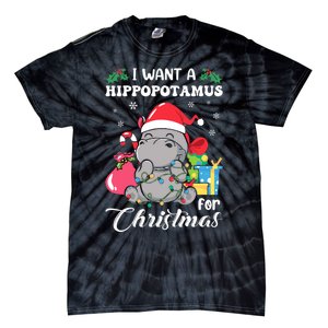 I Want A Hippopotamus For Christmas Hippo Christmas Pajamas Tie-Dye T-Shirt