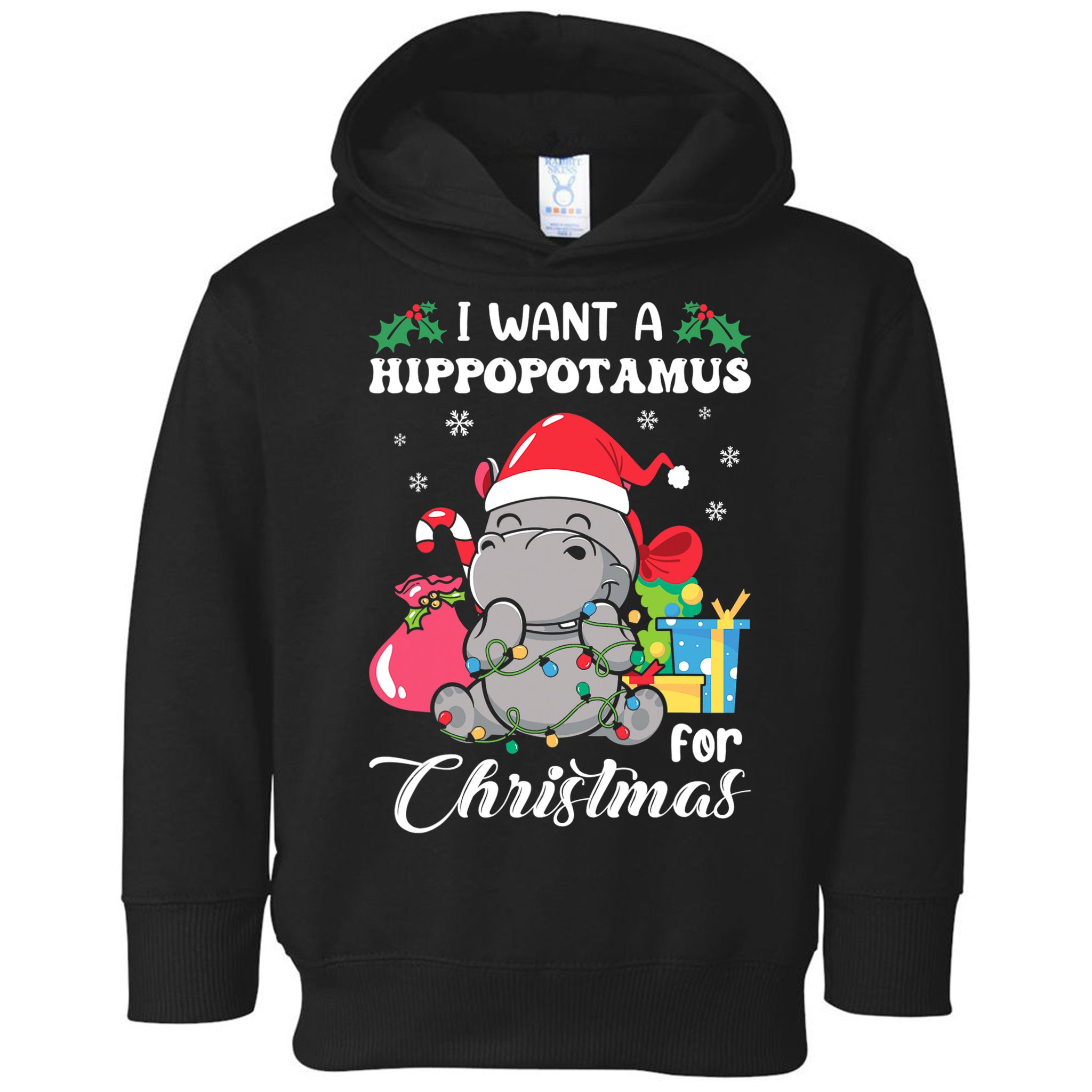 I Want A Hippopotamus For Christmas Hippo Christmas Pajamas Toddler Hoodie