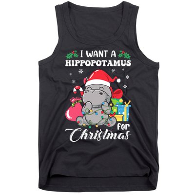 I Want A Hippopotamus For Christmas Hippo Christmas Pajamas Tank Top