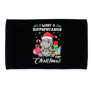 I Want A Hippopotamus For Christmas Hippo Christmas Pajamas Microfiber Hand Towel