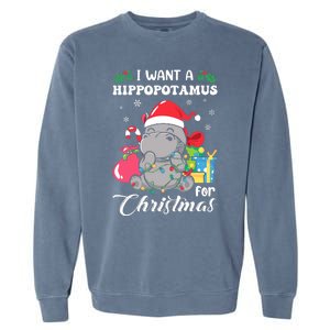 I Want A Hippopotamus For Christmas Hippo Christmas Pajamas Garment-Dyed Sweatshirt