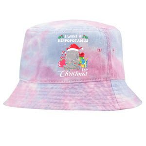 I Want A Hippopotamus For Christmas Hippo Christmas Pajamas Tie-Dyed Bucket Hat