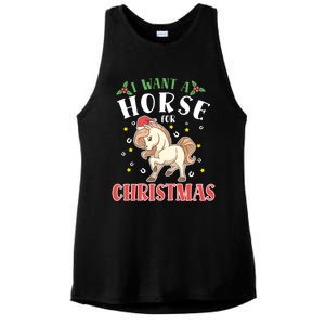 I Want A Horse For Christmas Donkey Horse Riding Gift Ladies PosiCharge Tri-Blend Wicking Tank