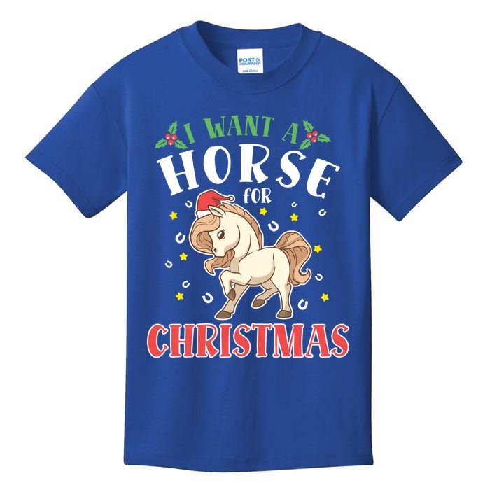 I Want A Horse For Christmas Donkey Horse Riding Gift Kids T-Shirt