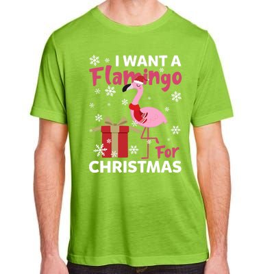 I Want A Flamingo For Christmas Funny Flamingo Lovers Gift Adult ChromaSoft Performance T-Shirt