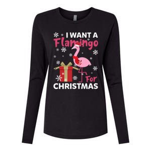 I Want A Flamingo For Christmas Funny Flamingo Lovers Gift Womens Cotton Relaxed Long Sleeve T-Shirt