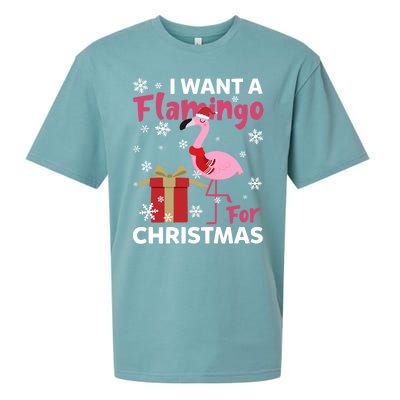 I Want A Flamingo For Christmas Funny Flamingo Lovers Gift Sueded Cloud Jersey T-Shirt