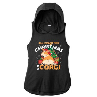 I Want A Corgi For Christmas Gift Ladies PosiCharge Tri-Blend Wicking Draft Hoodie Tank