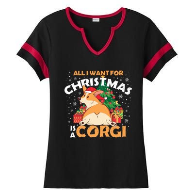 I Want A Corgi For Christmas Gift Ladies Halftime Notch Neck Tee