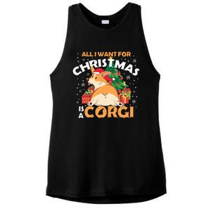 I Want A Corgi For Christmas Gift Ladies PosiCharge Tri-Blend Wicking Tank