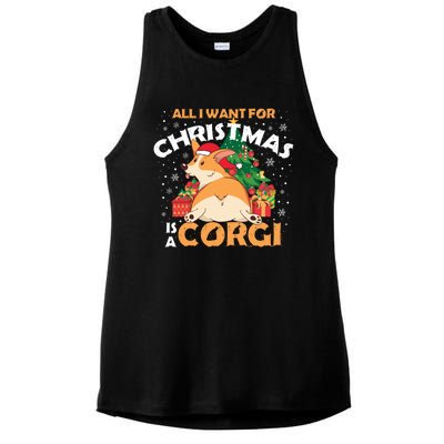 I Want A Corgi For Christmas Gift Ladies PosiCharge Tri-Blend Wicking Tank