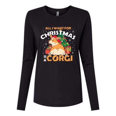 I Want A Corgi For Christmas Gift Womens Cotton Relaxed Long Sleeve T-Shirt