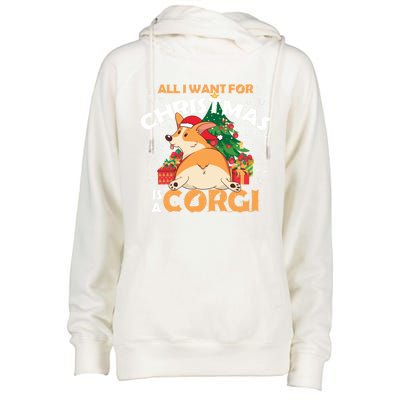 I Want A Corgi For Christmas Gift Womens Funnel Neck Pullover Hood