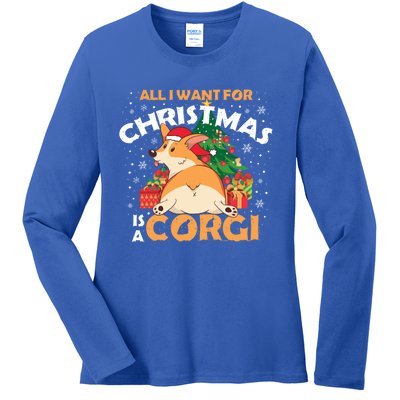 I Want A Corgi For Christmas Gift Ladies Long Sleeve Shirt