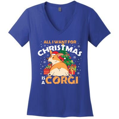 I Want A Corgi For Christmas Gift Women's V-Neck T-Shirt