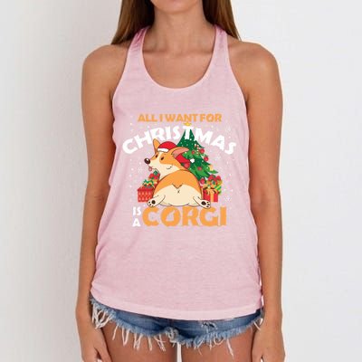 I Want A Corgi For Christmas Gift Women's Knotted Racerback Tank