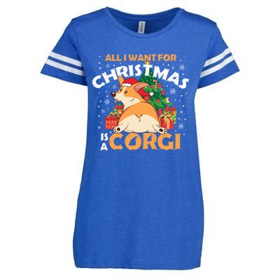 I Want A Corgi For Christmas Gift Enza Ladies Jersey Football T-Shirt