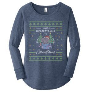 I Want A Hippopotamus For Christmas Xmas Cute Funny Gift Women's Perfect Tri Tunic Long Sleeve Shirt