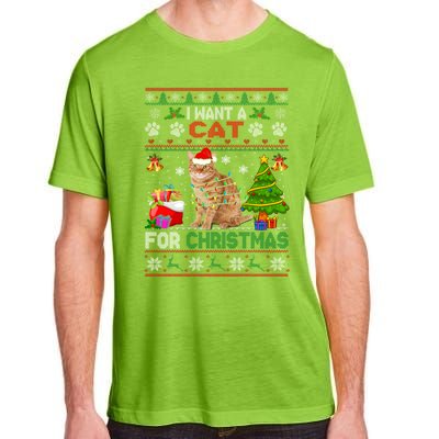 I Want A Cat For Christmas Funny Sweater Cat Xmas Gift Adult ChromaSoft Performance T-Shirt