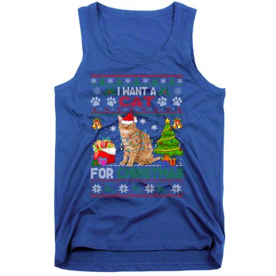 I Want A Cat For Christmas Funny Sweater Cat Xmas Gift Tank Top