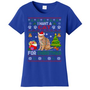 I Want A Cat For Christmas Funny Sweater Cat Xmas Gift Women's T-Shirt