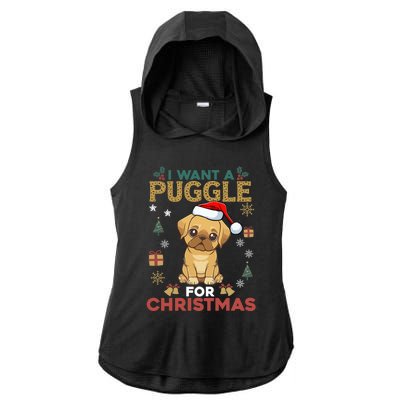 I Want A Puggle For Christmas Cute Dog Lover Family Pajama Great Gift Ladies PosiCharge Tri-Blend Wicking Draft Hoodie Tank