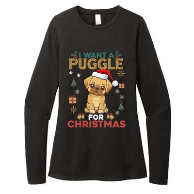 I Want A Puggle For Christmas Cute Dog Lover Family Pajama Great Gift Womens CVC Long Sleeve Shirt