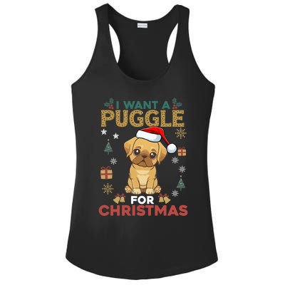 I Want A Puggle For Christmas Cute Dog Lover Family Pajama Great Gift Ladies PosiCharge Competitor Racerback Tank