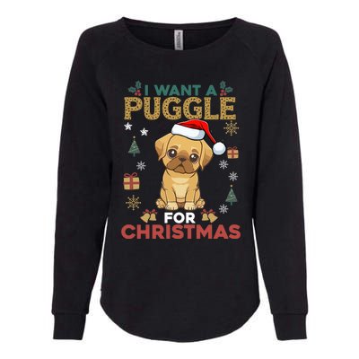 I Want A Puggle For Christmas Cute Dog Lover Family Pajama Great Gift Womens California Wash Sweatshirt