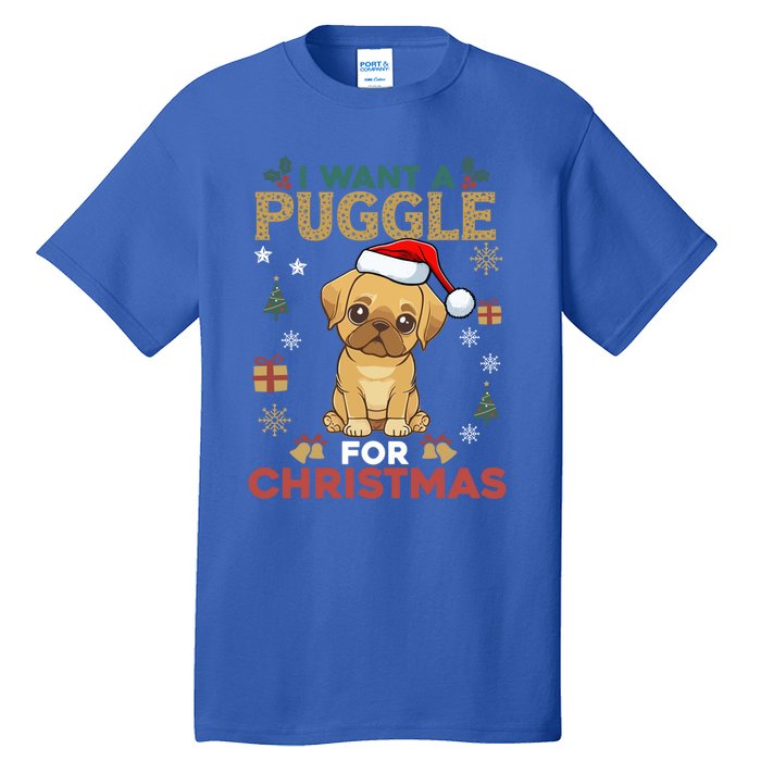 I Want A Puggle For Christmas Cute Dog Lover Family Pajama Great Gift Tall T-Shirt