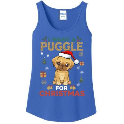 I Want A Puggle For Christmas Cute Dog Lover Family Pajama Great Gift Ladies Essential Tank