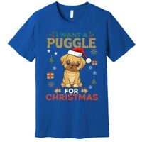 I Want A Puggle For Christmas Cute Dog Lover Family Pajama Great Gift Premium T-Shirt