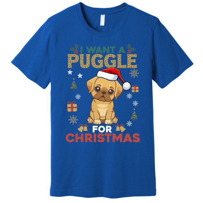 I Want A Puggle For Christmas Cute Dog Lover Family Pajama Great Gift Premium T-Shirt