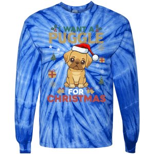 I Want A Puggle For Christmas Cute Dog Lover Family Pajama Great Gift Tie-Dye Long Sleeve Shirt