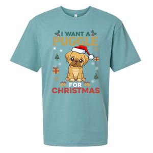 I Want A Puggle For Christmas Cute Dog Lover Family Pajama Great Gift Sueded Cloud Jersey T-Shirt