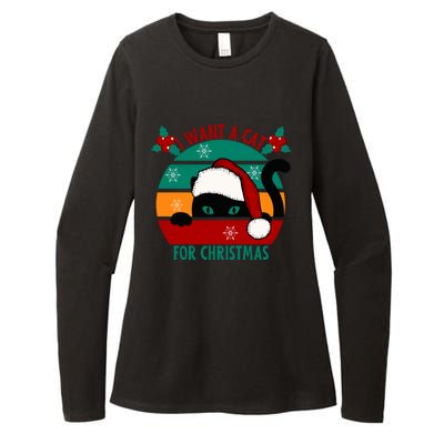 I Want A Cat For Christmas Xmas Cat Gift Womens CVC Long Sleeve Shirt